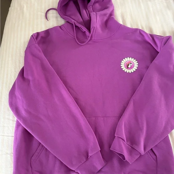Vibrant Purple Women's Hoodie with Floral Accent - Picture 1 of 4